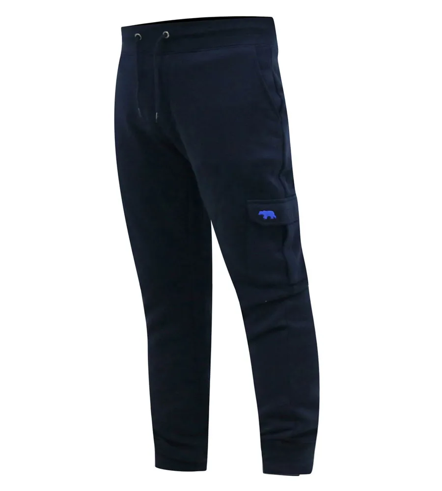 D555 Big Men's Navy Joggers with Cargo Pocket and Ribbed Cuffs (TILDEN 1)